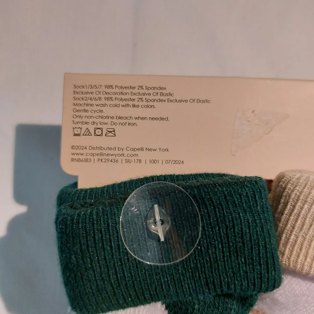 Capelli of New York Baby Holiday Socks Set Red Blue Green Tan NWT